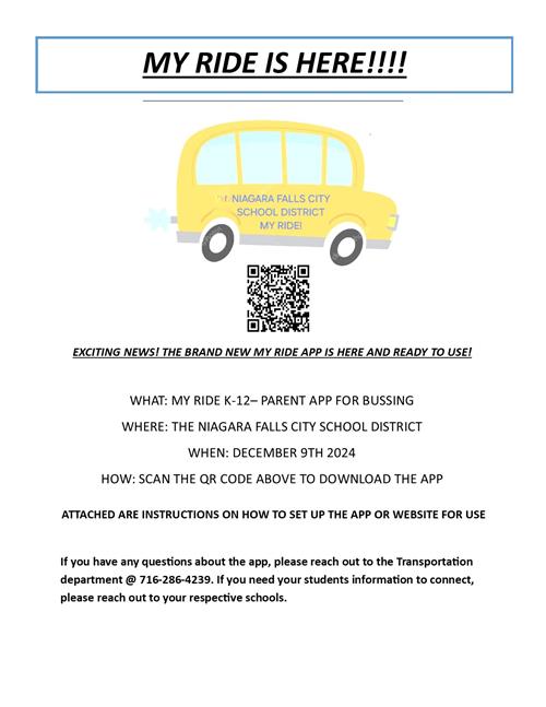 My Bus Ride flyer with image of bus and QR code to scan